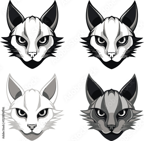 set of cats, vetor of head egyptian cat, vector set of cat