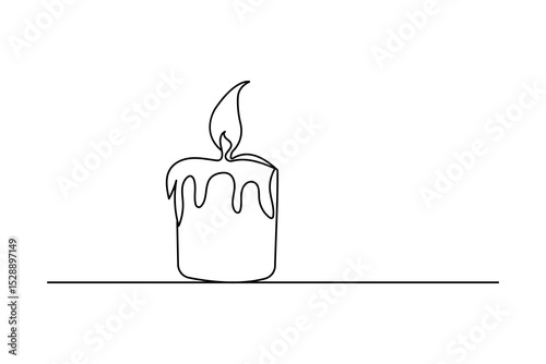 Minimalist candle art  single one line outline vector design
