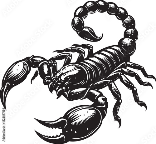 Black and White Scorpion Vector Illustration – Aggressive Insect Tattoo Design