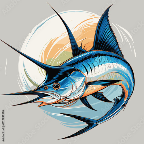 colored vector illustration of marlin fish