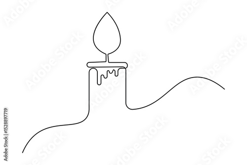 Minimalist candle art  single one line outline vector design
