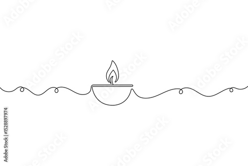 Minimalist candle art  single one line outline vector design
