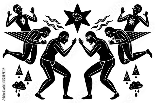 Symbolic depiction of spiritual transformation and sacrifice