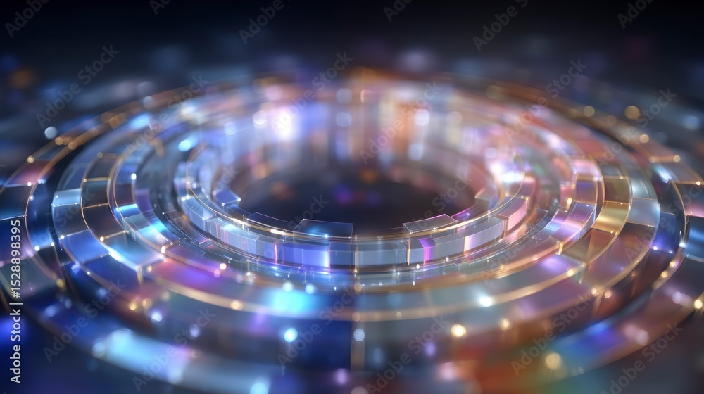 Fototapeta premium Abstract Glass Circle Background Iridescent Neon Holographic Gradient Design
