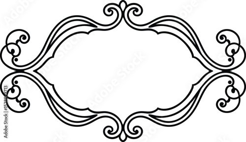 decorative frame with floral ornament on transparent background