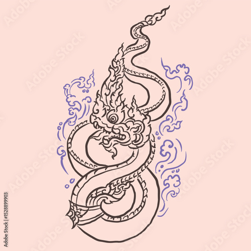 abstract of Asia dragon vector for card decoration illustration 