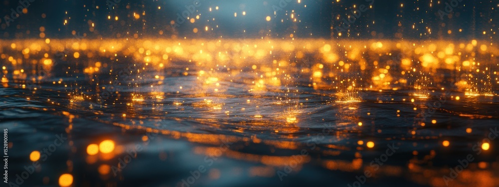 Fototapeta premium Glowing Golden Data Transforming into Insights Abstract Background