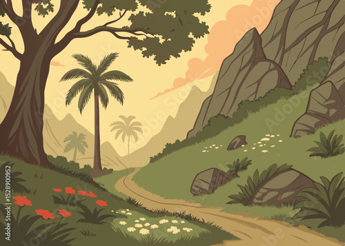 Scenic Mountain Path at Sunrise