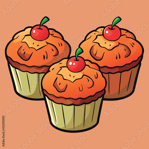 Cute cupcakes with cherry toppers.