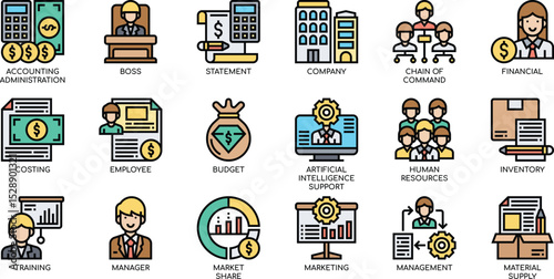 Comprehensive Business Icons Finance, Management, Teamwork, and More – 321.eps Vector Illustrations