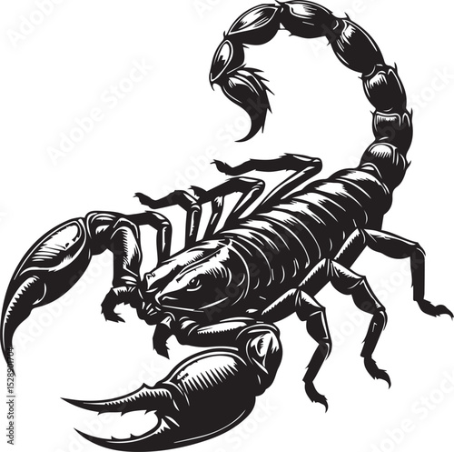 Black and White Scorpion Vector Illustration – Aggressive Insect Tattoo Design