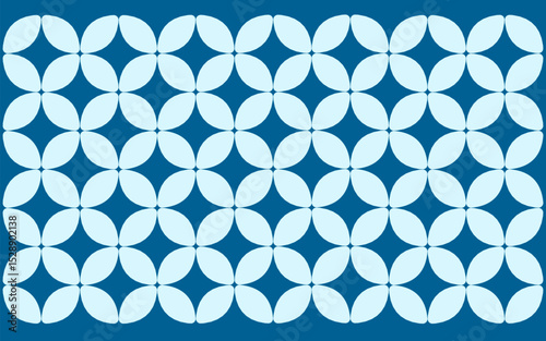 seamless pattern with blue flowers. Design vector geometric pattern in vibrant blue. Ethnic graphic design. Background and wallpaper in ethnic style. Seamlees pattern with geometric flower background.