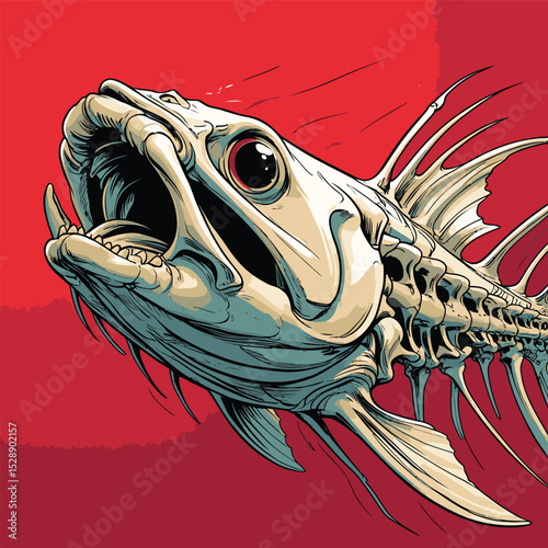 scary monster fish vector illustration