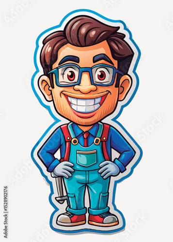 Vector illustration of a Smiling mechanic character image.