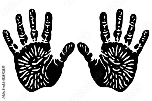 Two Black and White Handprints