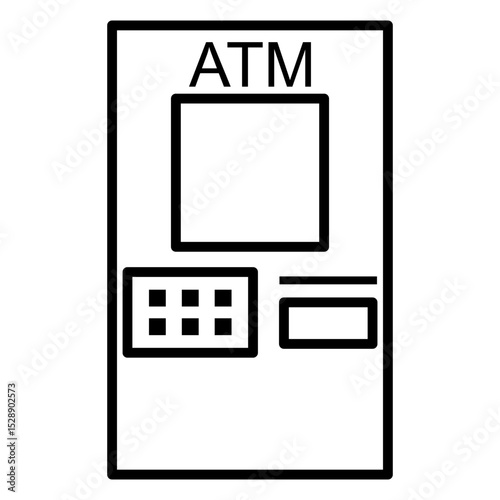 ATM machine outline icon for cash withdrawal and banking services