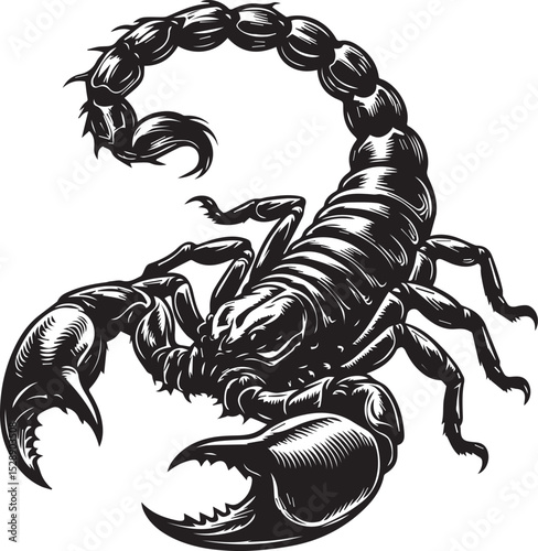 Black and White Scorpion Vector Illustration – Aggressive Insect Tattoo Design