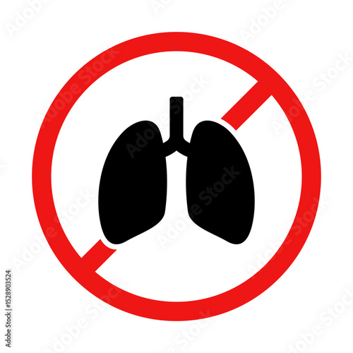 No Lungs Sign on White Background