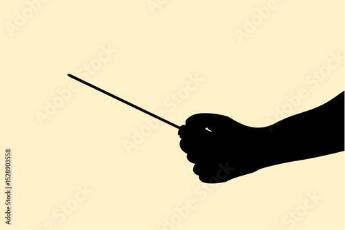 Silhouette of hand holding screwdriver concept. Icon of gesture people tighten the screw from below. Vector illustration.
