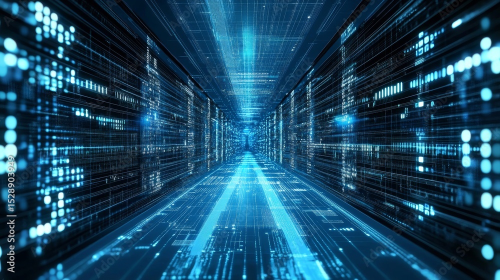 custom made wallpaper toronto digitalFuturistic blue technology background with glowing digital data connections, network lines, and abstract communication nodes representing cloud computing and data transfer