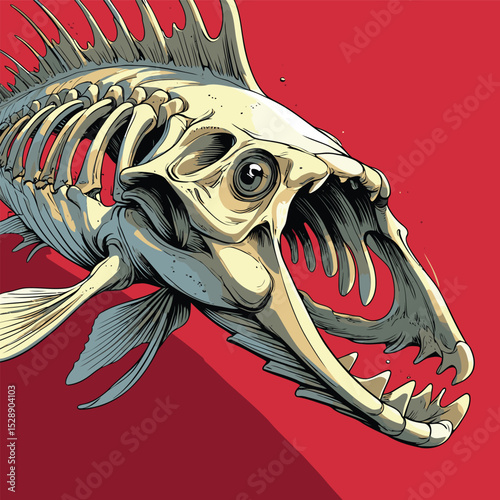 scary monster fish vector illustration