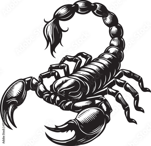 Black and White Scorpion Vector Illustration – Aggressive Insect Tattoo Design