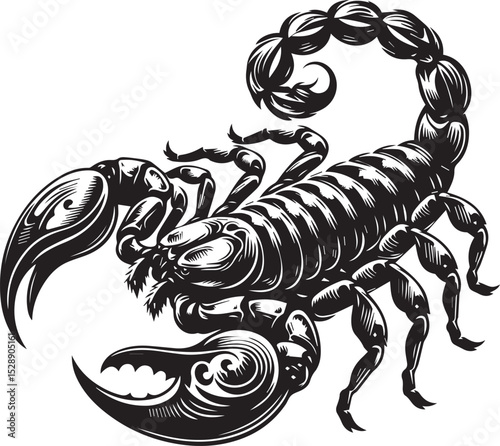 Black and White Scorpion Vector Illustration – Aggressive Insect Tattoo Design