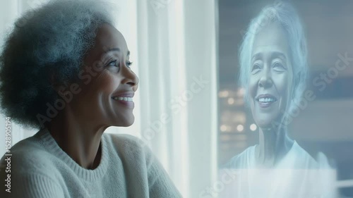 Futuristic holographic technology enables a heartfelt reunion beyond the realm of grief and loss
