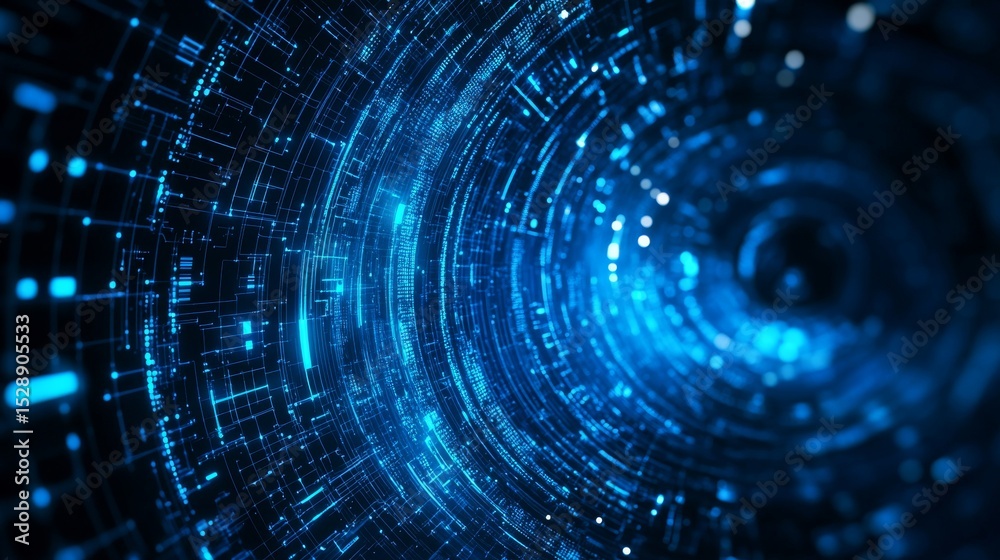 Obraz premium Abstract modern blue technology background with digital data flow, internet network connections, futuristic computer interface elements, and high-tech communication design
