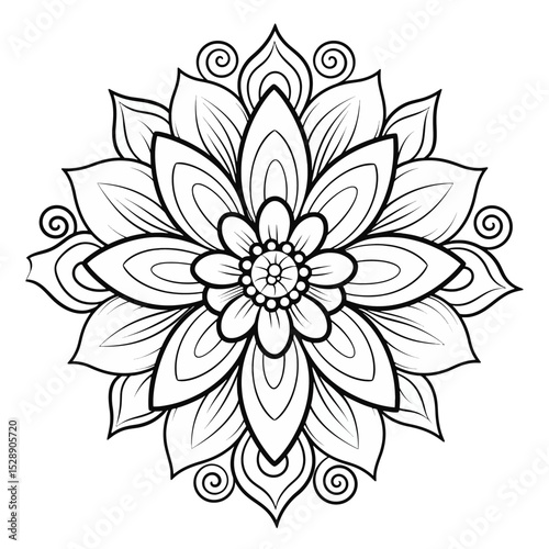 Line art flower vector illustration 