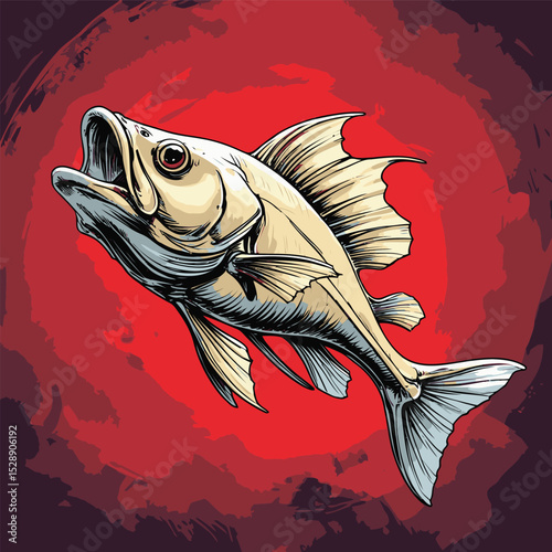 scary monster fish vector illustration