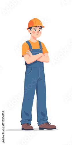 Confident Construction Worker in Safety Gear