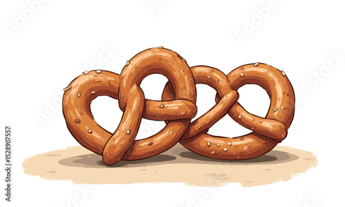 Golden Pretzels Entwined on Rustic Surface
