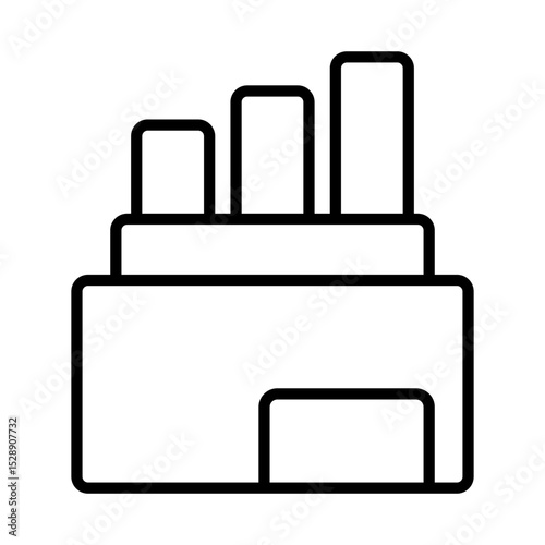 Industrial factories vector icons. Factory icon illustration. Industry power, chemical manufacturing building warehouse nuclear energy plant. 