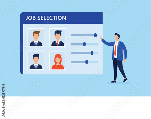 Flat Illustration Streamlining Job Selection Process - A Visual Guide to Candidate Evaluation and Hiring Decisions