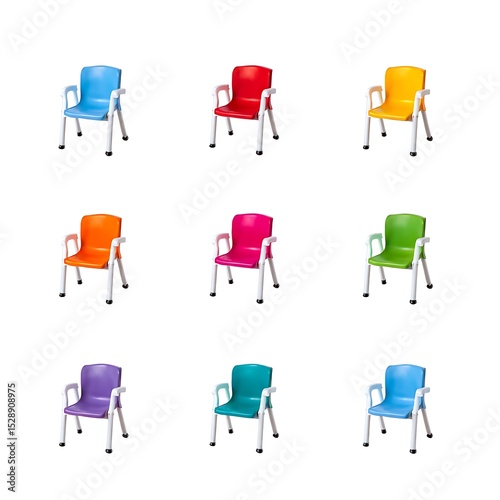 Colorful Portable School Chairs: Generative AI