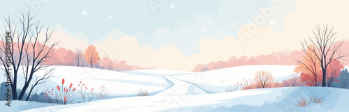 Winter Serenity: Snowy Path Through Enchanted Forest