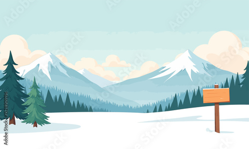 Winter Wonderland: Snowy Mountains and Forest Path