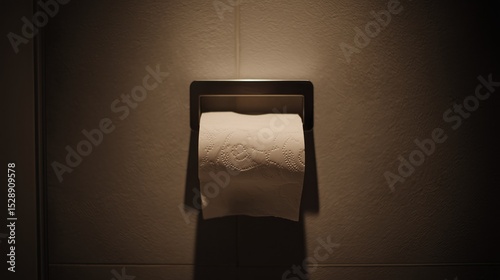 Necessary attribute of comfort in a lavatory room. Toilet. Soft toilet paper roll. Wipe
