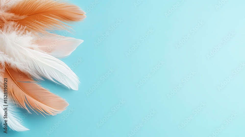 Naklejka premium Delicate feathers in soft tones against a pastel backdrop