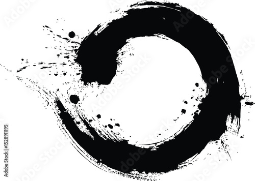 Enso Circle Brushstroke – Black Ink Symbol Representing Enlightenment, Strength & Minimalist Zen Design in Artistic Expression