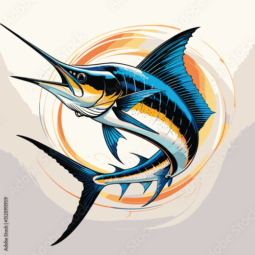 colored vector illustration of marlin fish