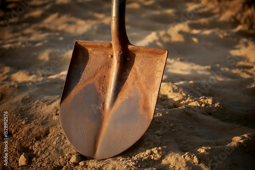 Close-up of a dirty shovel
