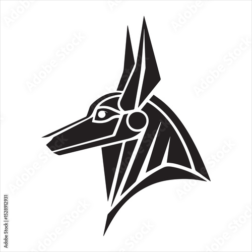 Geometric Anubis Silhouette Icon – Egyptian Jackal God Vector Emblem