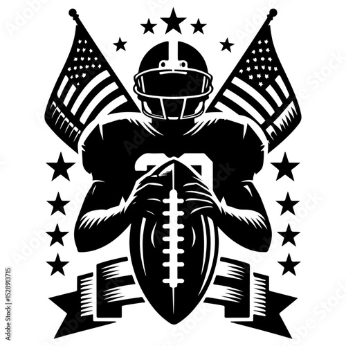 American Football Silhouette Vector Style