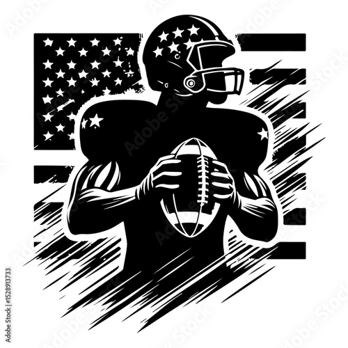 American Football Silhouette Vector Style