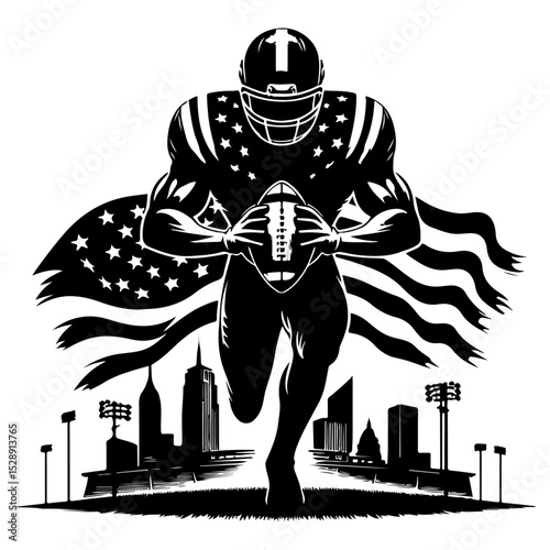 American Football Silhouette Vector Style