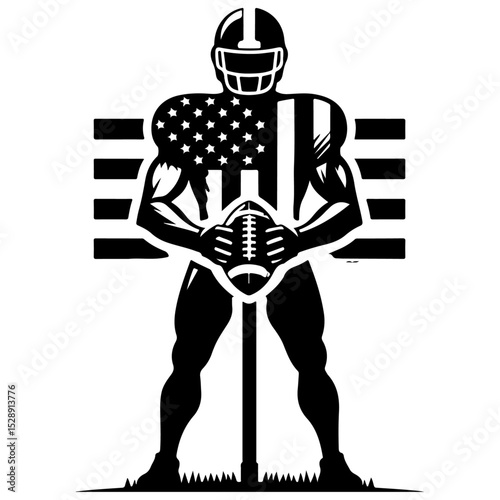 American Football Silhouette Vector Style