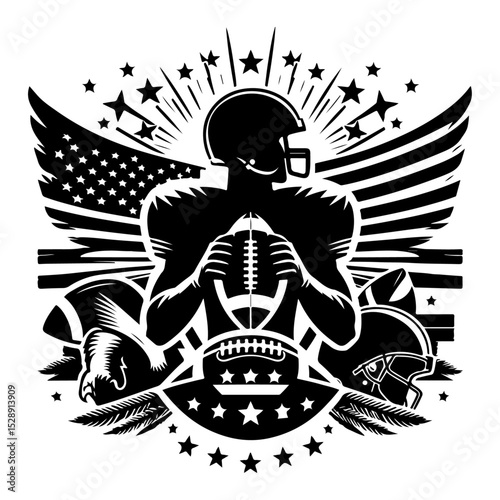 American Football Silhouette Vector Style