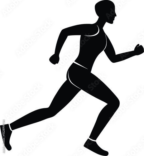 Running person silhouette jogging figure isolated on transparent background